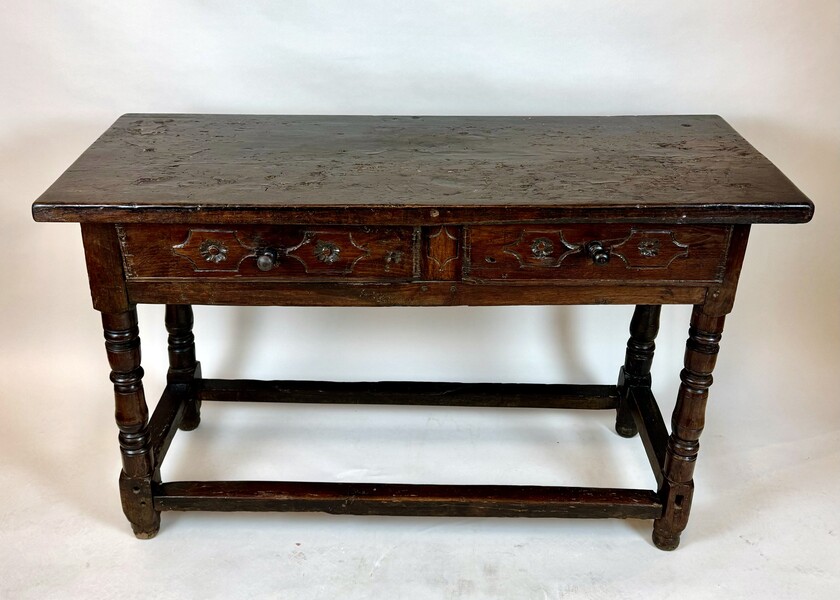 18th century oak side table with 2 drawers - Spain