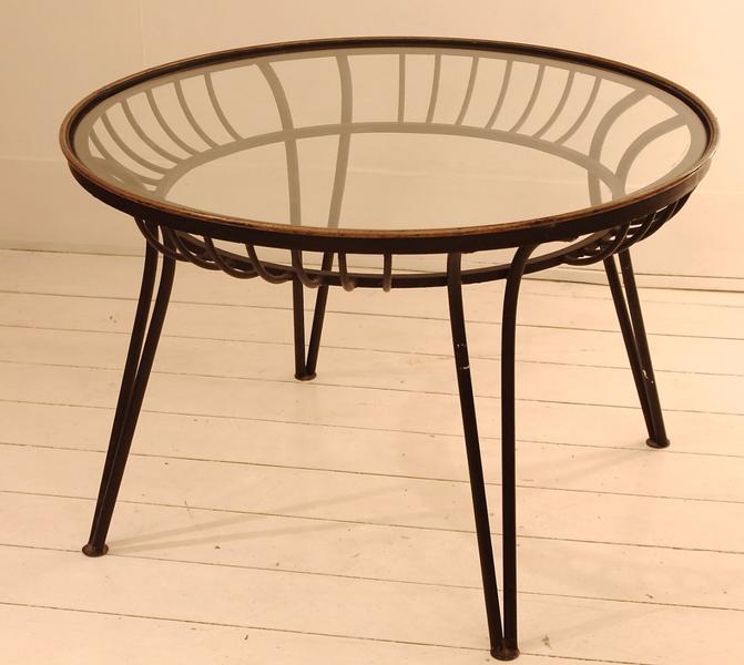 1950's Wrought Iron And Glass Coffee Table