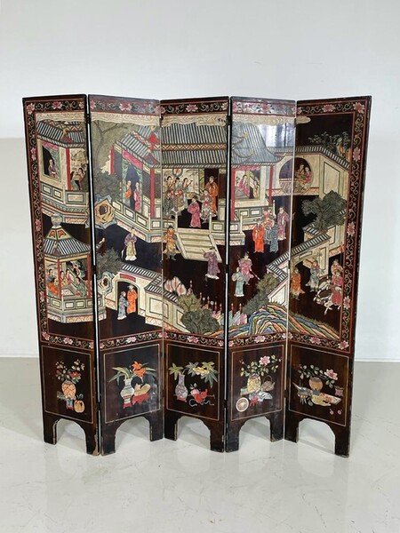 5 sheet screen in Chinese style - circa 1900/1920