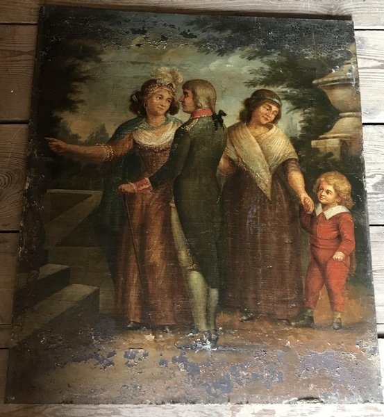 A family, 18th C. oil on canvas on panel
