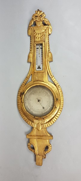 Carved and gilded wood barometer, 18th