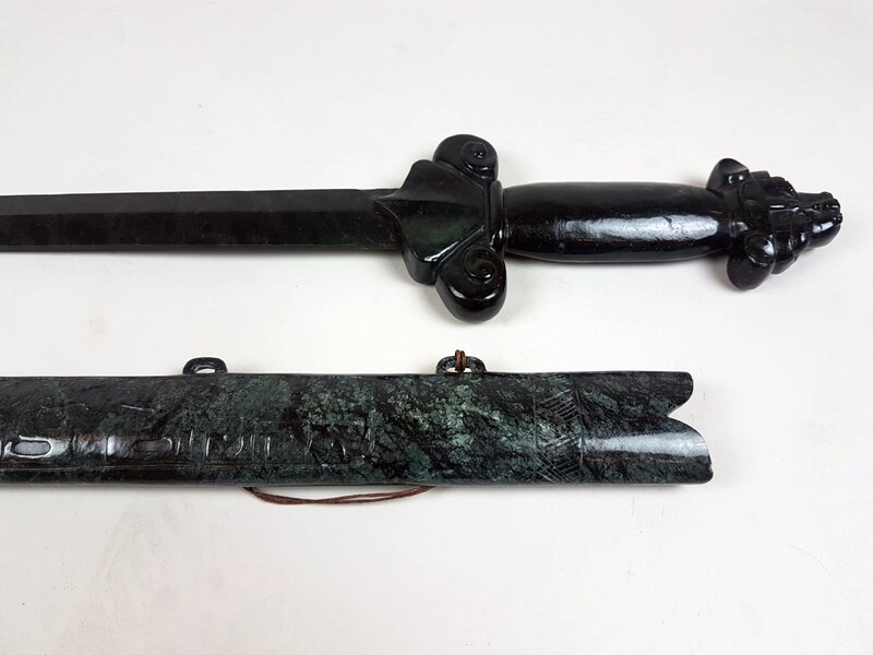 Ceremonial sword, sword and scabbard entirely in jade, China 20th