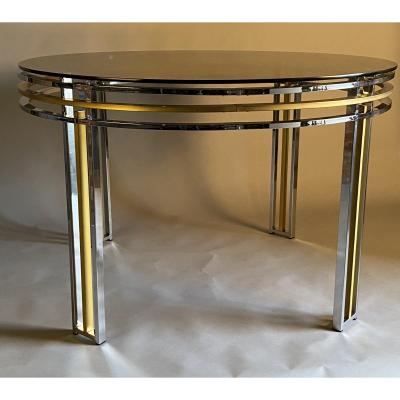 Chrome and brass 1980's dining table