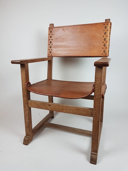 Dagobert armchair - oak and leather - around 1940