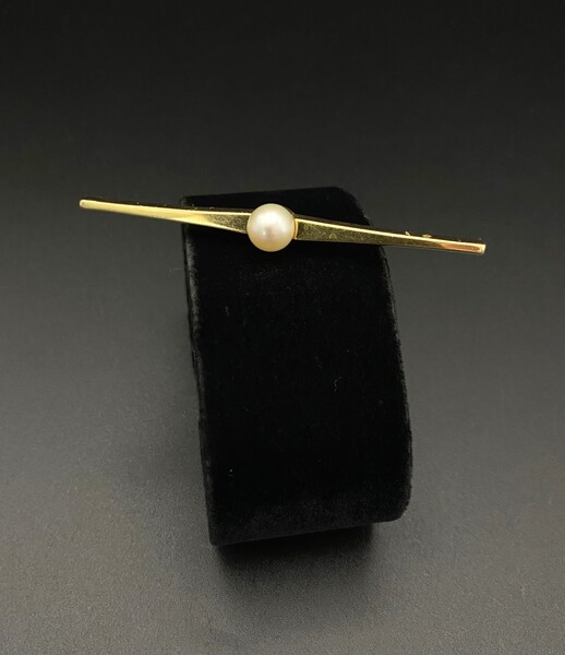 Gold and real pearl barrette - 14 carats - 3.6 gr - pearl: 0.8 cm