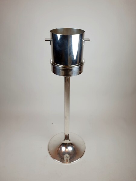 Ice bucket and its foot, silver metal, circa 1940