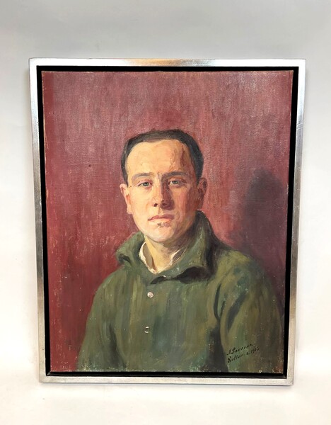 Oil on canvas depicting a young soldier - signed and dated (1910)