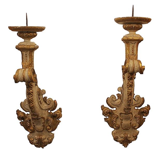 Pair of 18th C. Italian Wall Mounted Candelabras