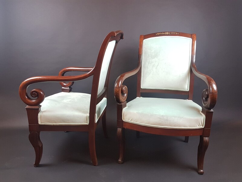 Pair of Empire armchairs in mahogany