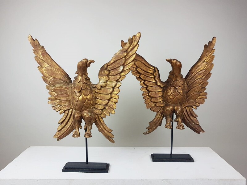 Pair of giltwood eagles, 19th