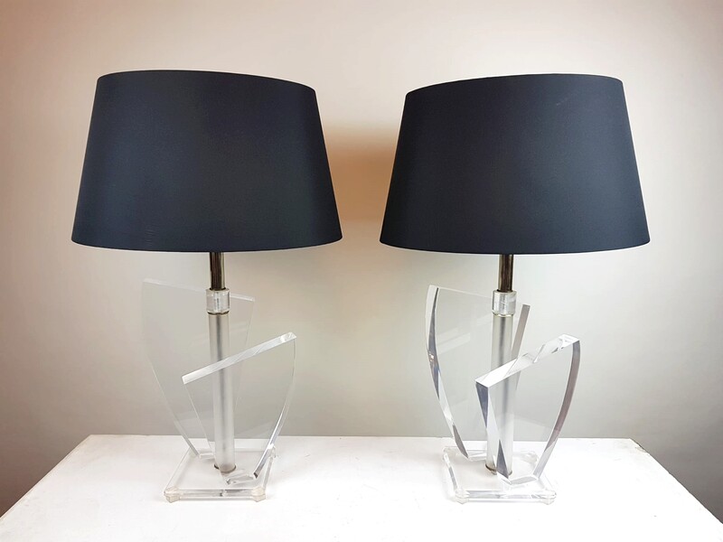 Pair of plexiglass lamps - Lucide - USA 1970 - 80s