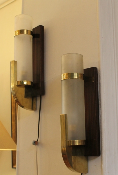 Pair of wall lamps in brass