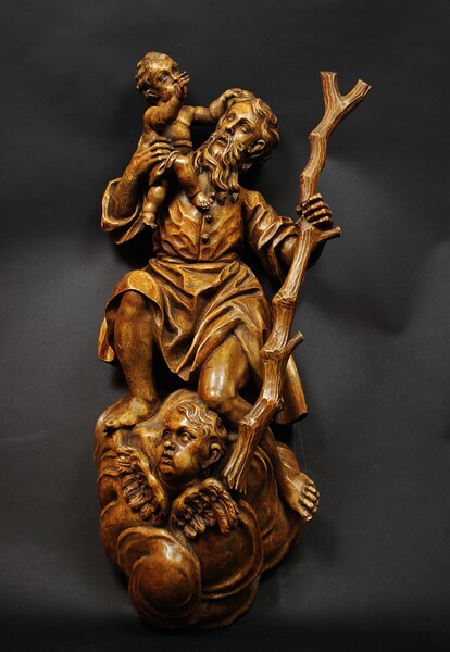 Saint Christopher, german wooden sculpture, early 19th C.