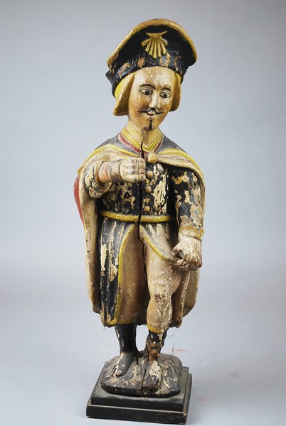 Saint Roch in polychrome carved wood, 18th