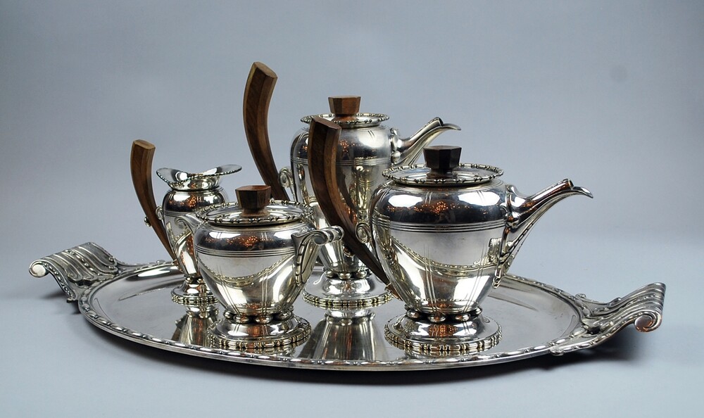Silver plated tea service by Durousseau and Raynaud