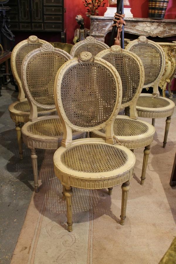 Six Louis XVI caned chairs 