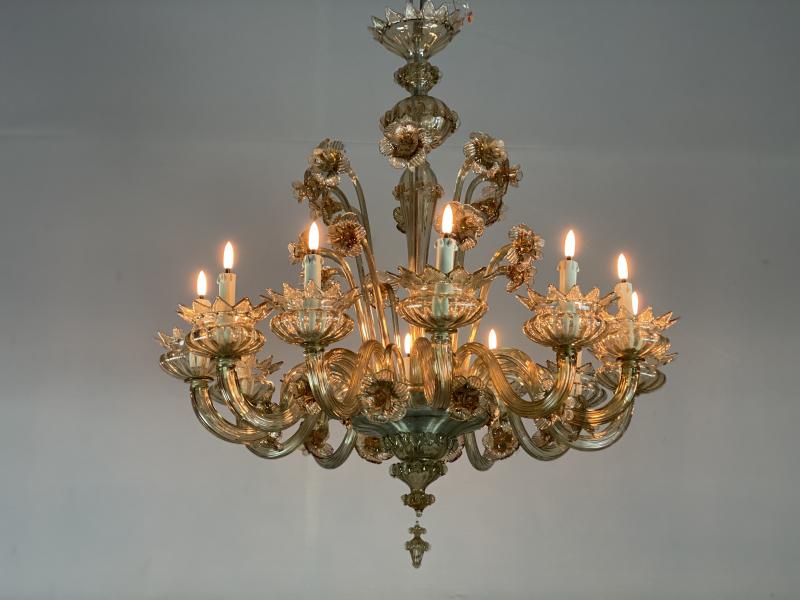 Venetian murano glass chandelier, mordoré 12 arms of light