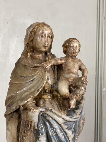 Virgin and child in alabaster, Flanders 16th C.