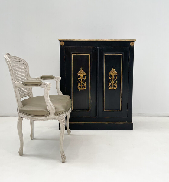 Wood Cabinet, Black and Gold, XIX Century