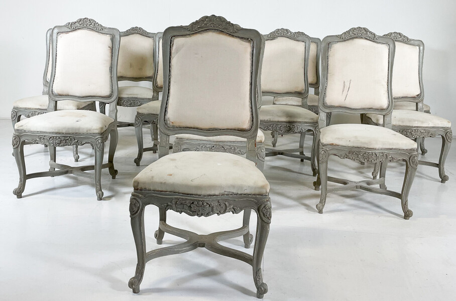 13 Regency Style Chairs, Belgium, 2000s