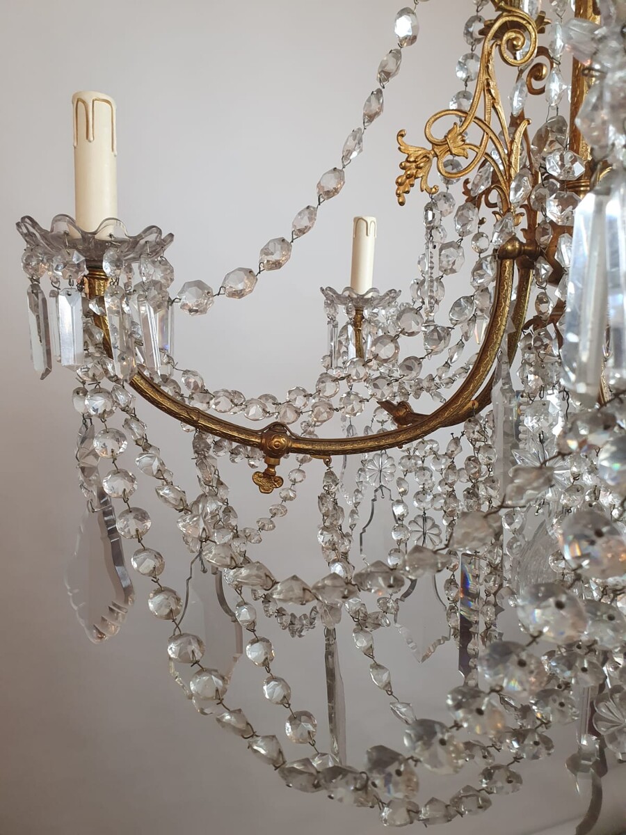 1900 chandelier with glass pendants