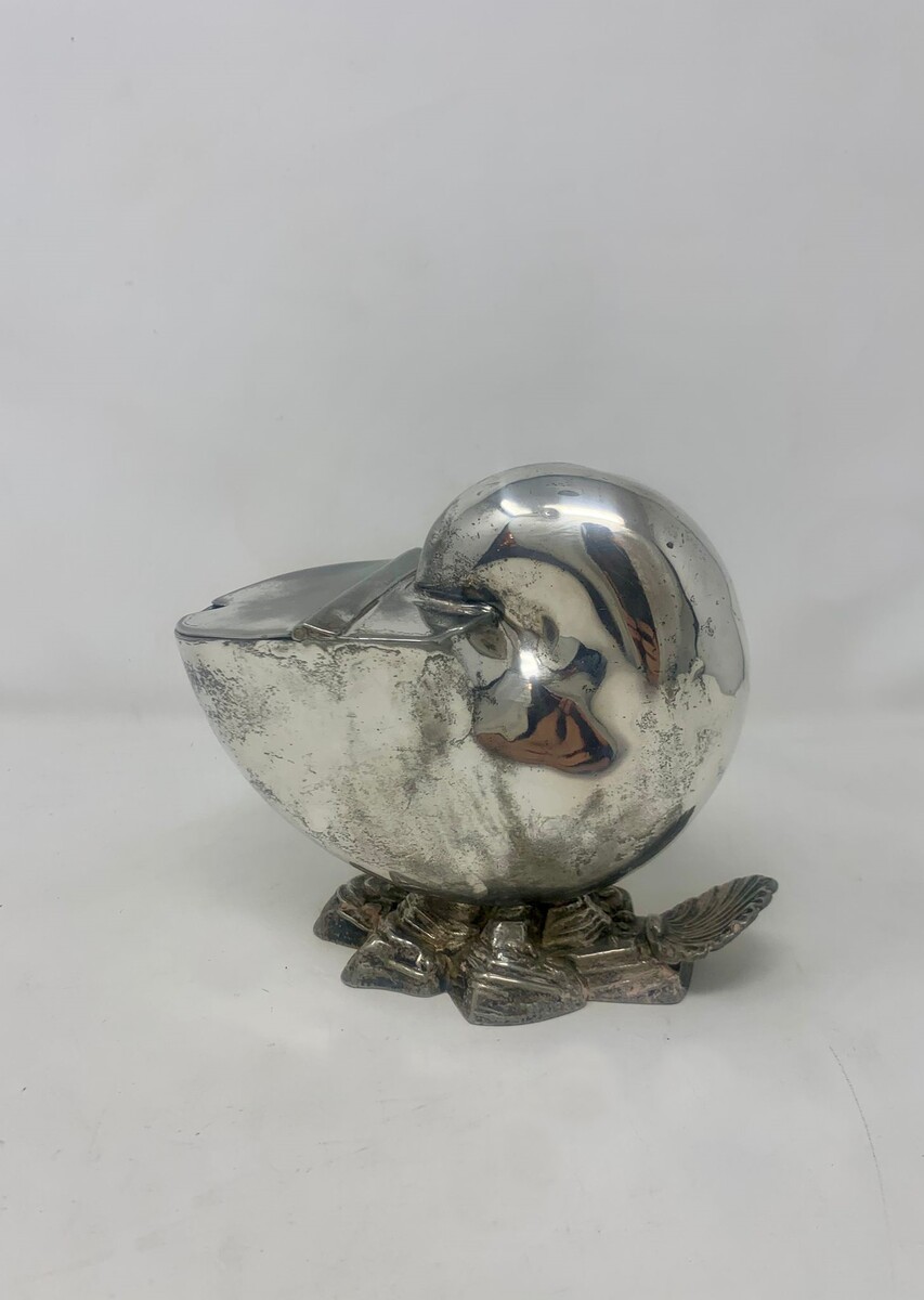 19th century silver-plated shell-shaped box