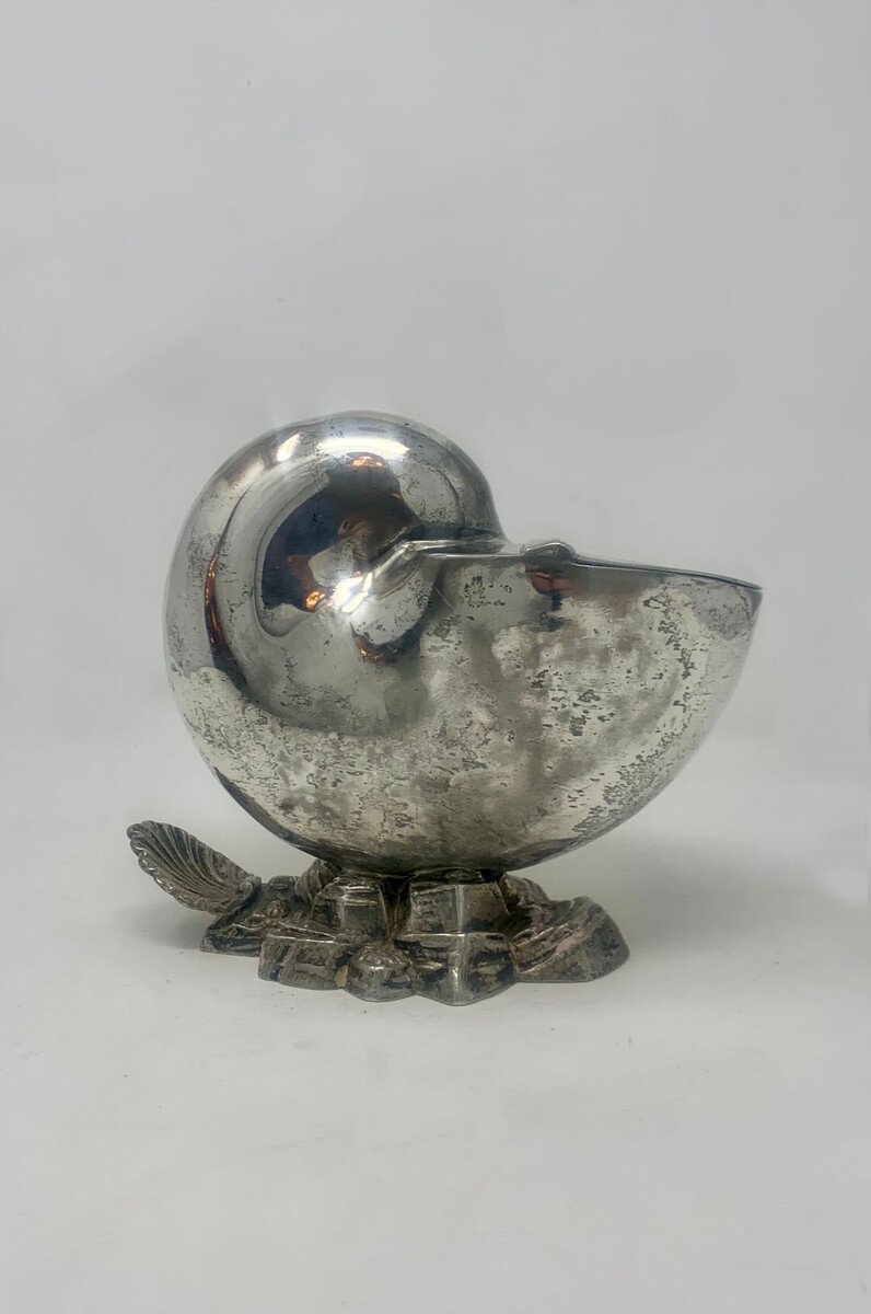 19th century silver-plated shell-shaped box