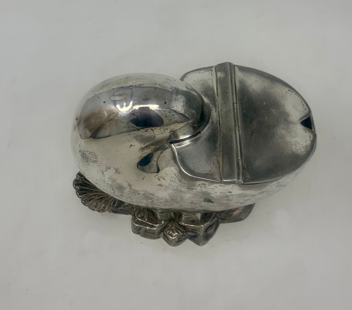 19th century silver-plated shell-shaped box