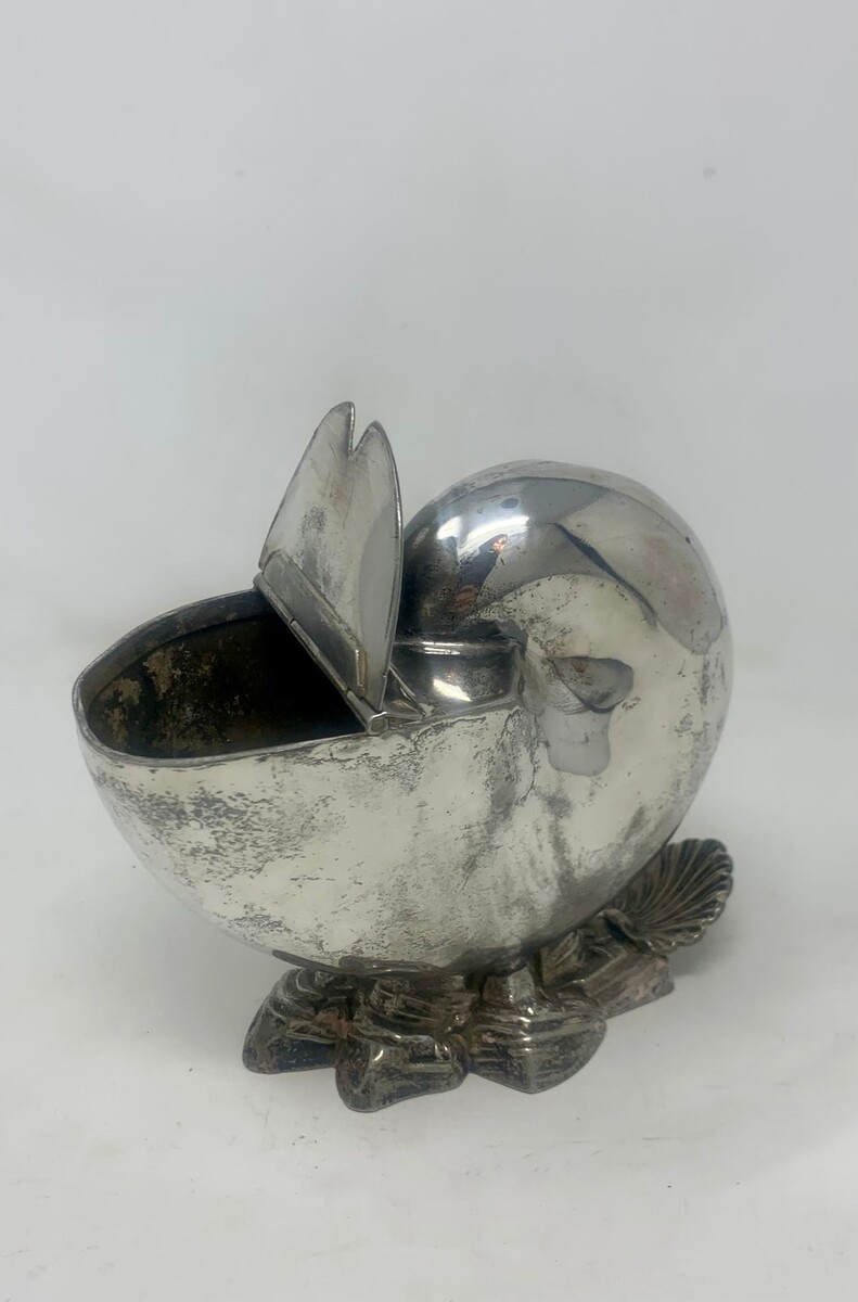 19th century silver-plated shell-shaped box