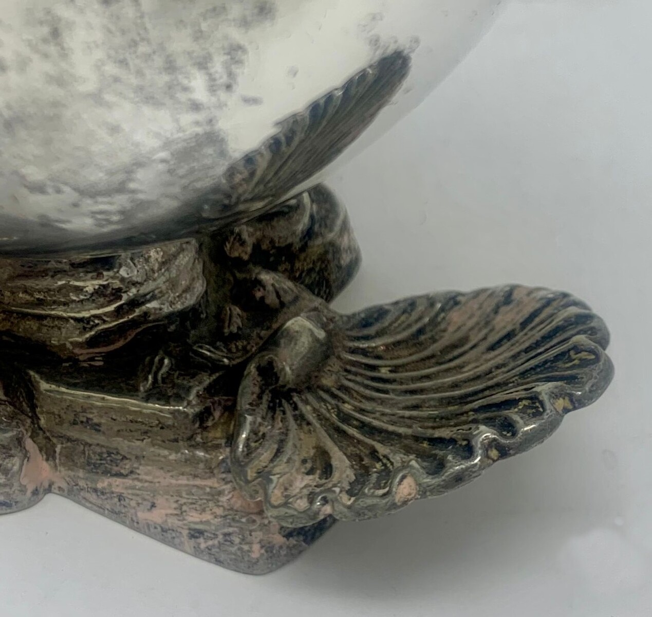 19th century silver-plated shell-shaped box