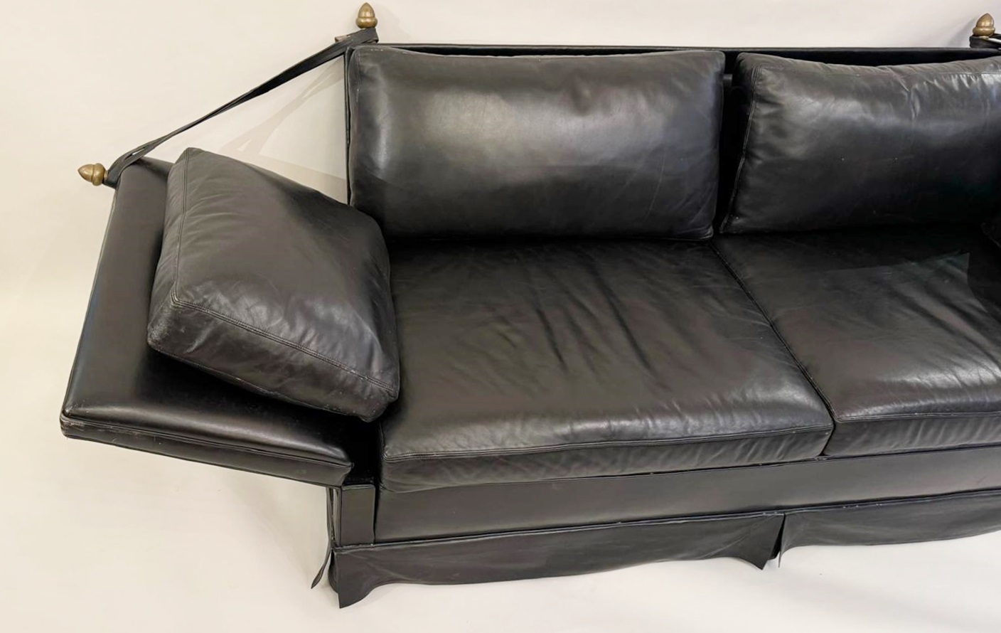 2-seater Black Leather Sofa, Maison 