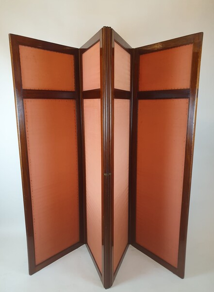 4-leaf screen, mahogany, 19th century 