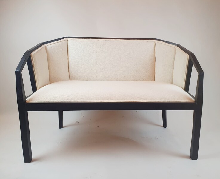 Art Deco bench in black poly wood, circa 1940