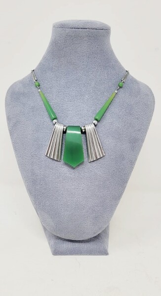 Art Deco necklace by Jacob Bengel - Chrome and bakelite Small loss see photo