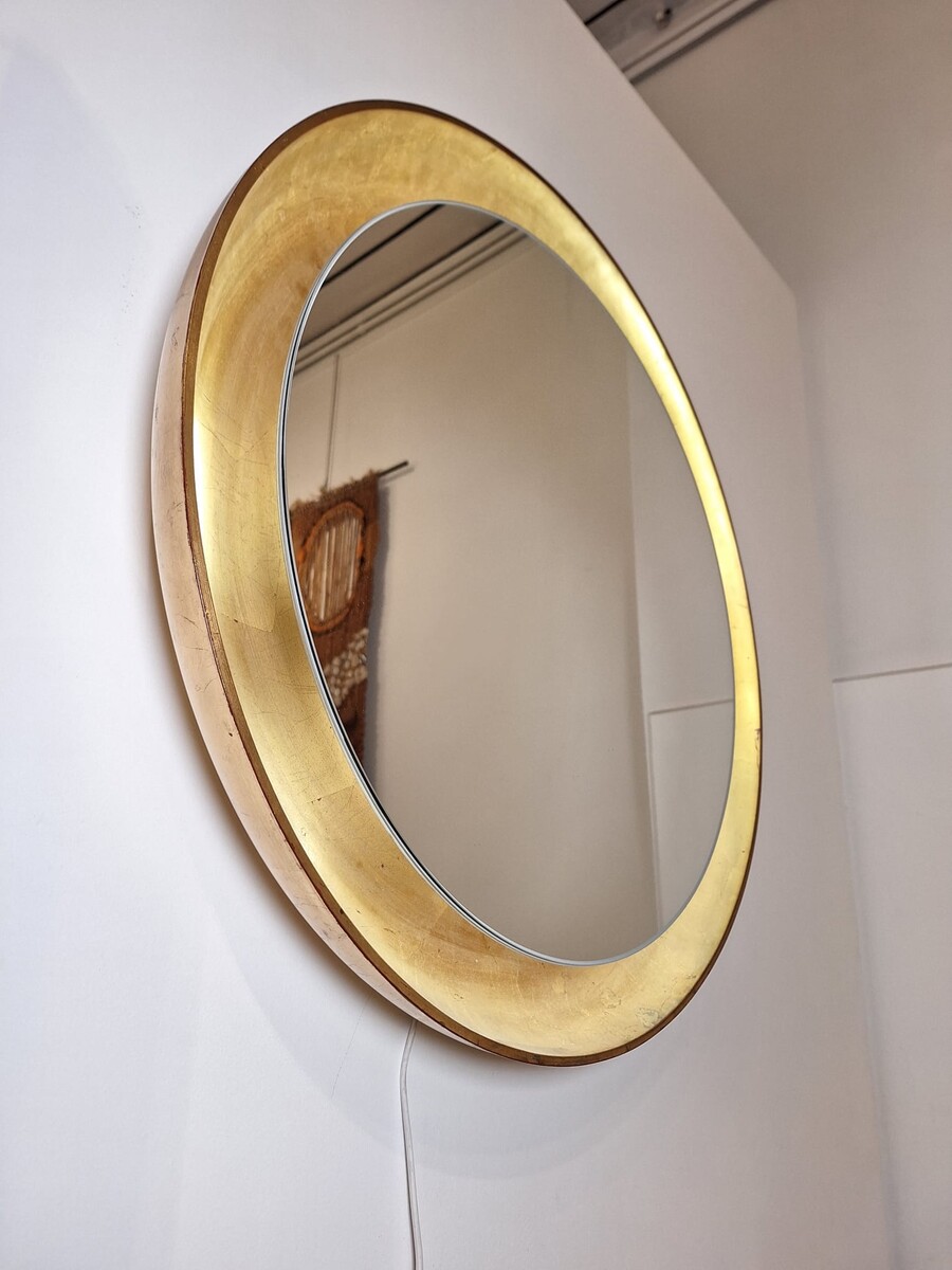 Backlit gilded leaf mirror, circa 1960