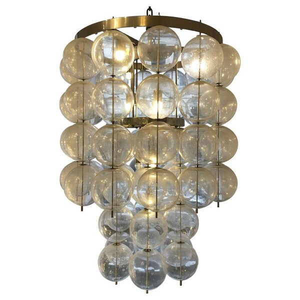 Big Glass Ceiling Light, Czech, 1960s - A pair available 