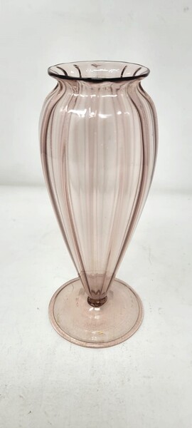 Blown glass vase in purple color with gold flakes - capellini - Murano - circa 1920