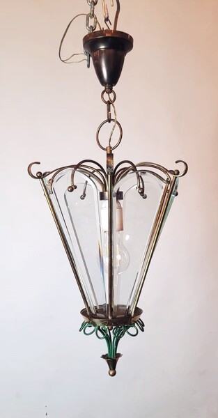 brass and beveled glass lantern