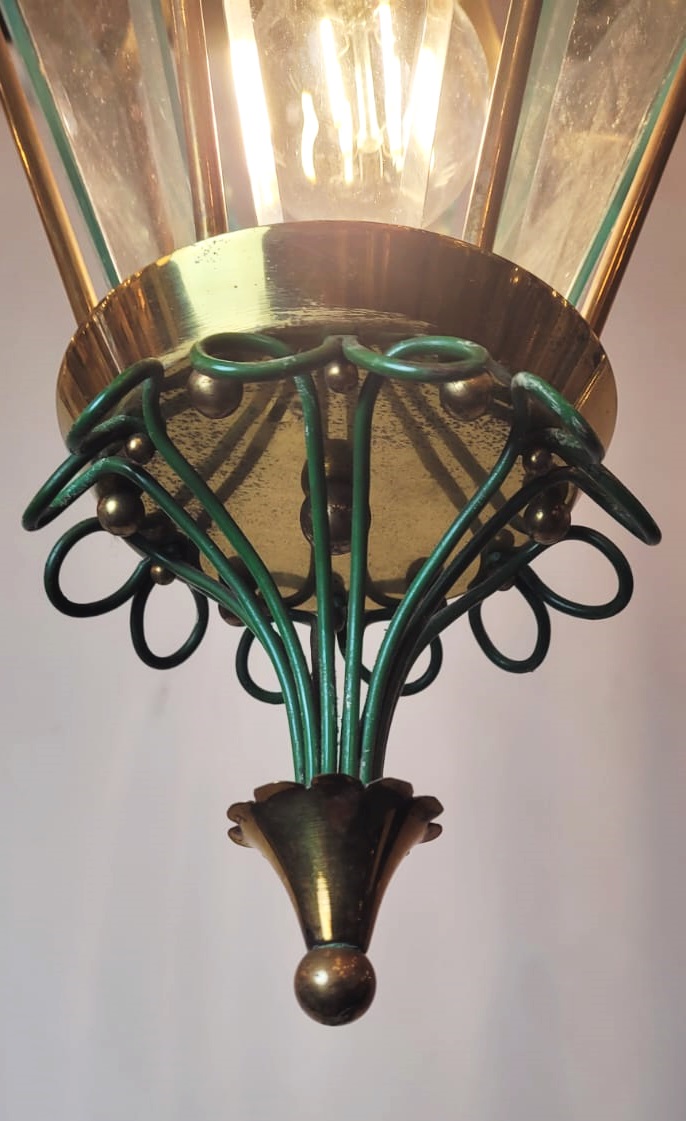 brass and beveled glass lantern