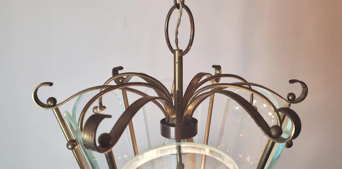 brass and beveled glass lantern