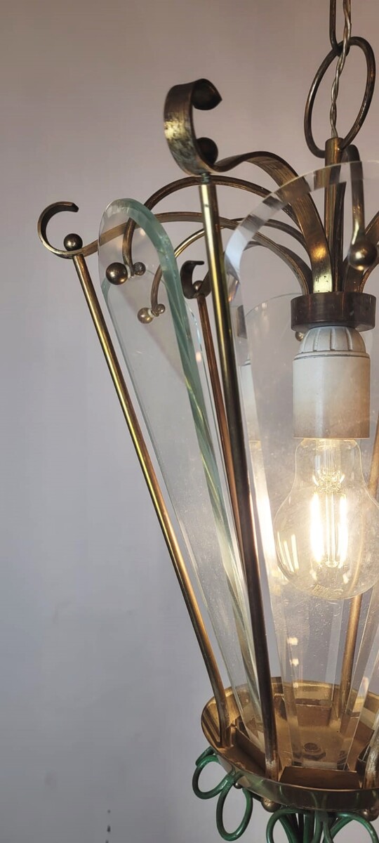 brass and beveled glass lantern