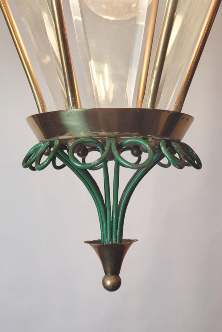 brass and beveled glass lantern