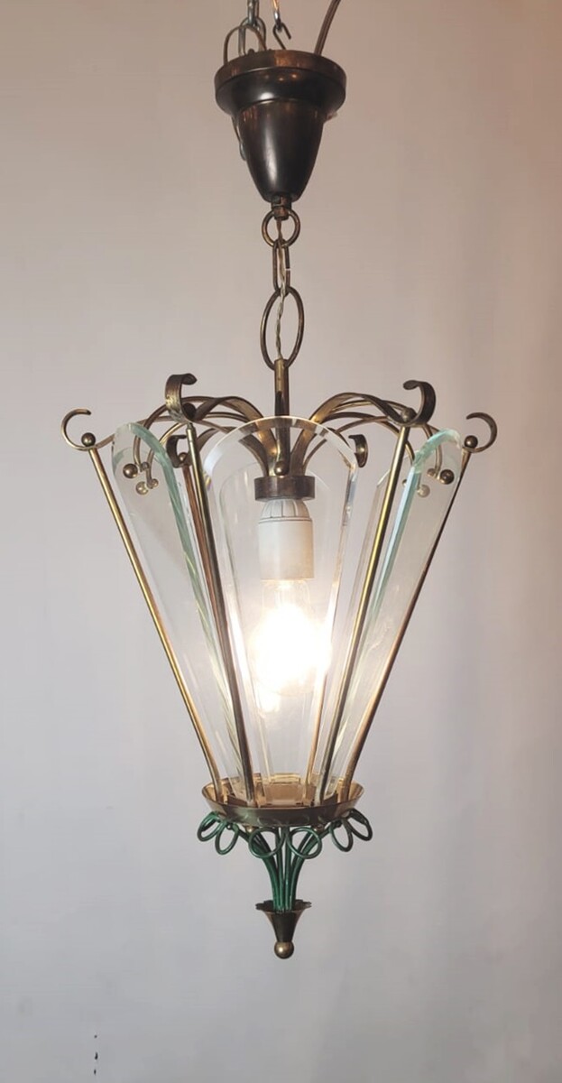 brass and beveled glass lantern