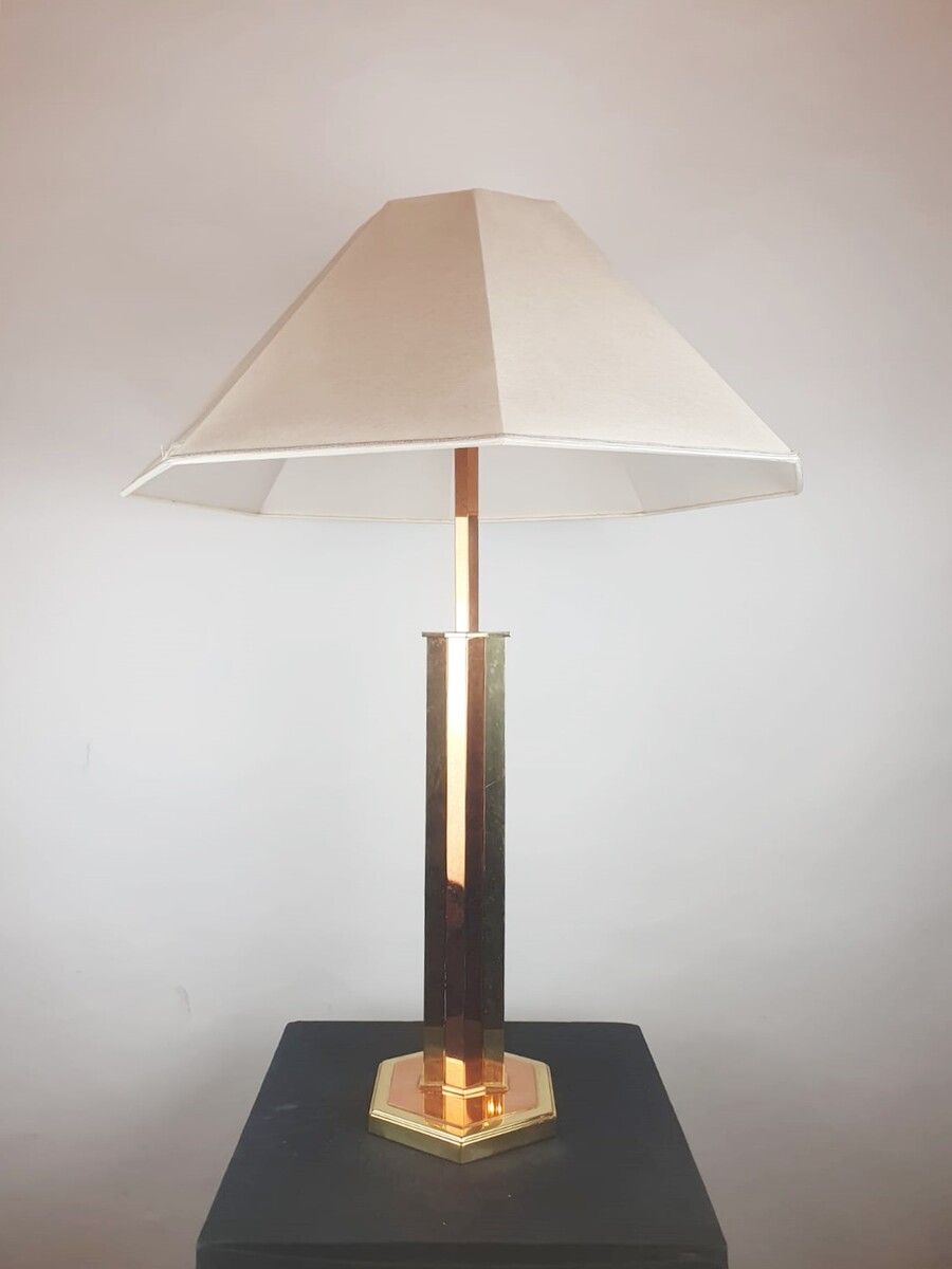 Brass and copper lamp, circa 1970