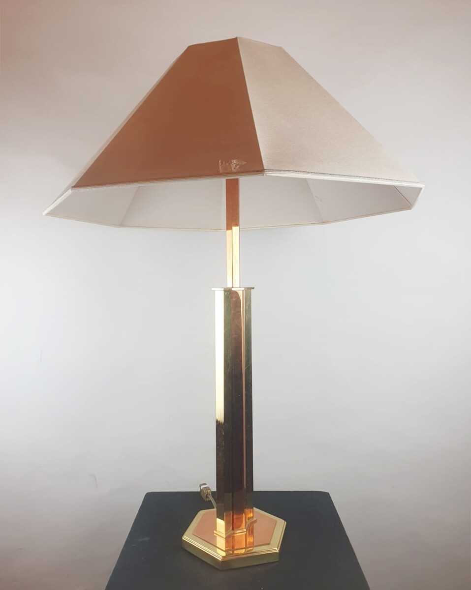 Brass and copper lamp, circa 1970