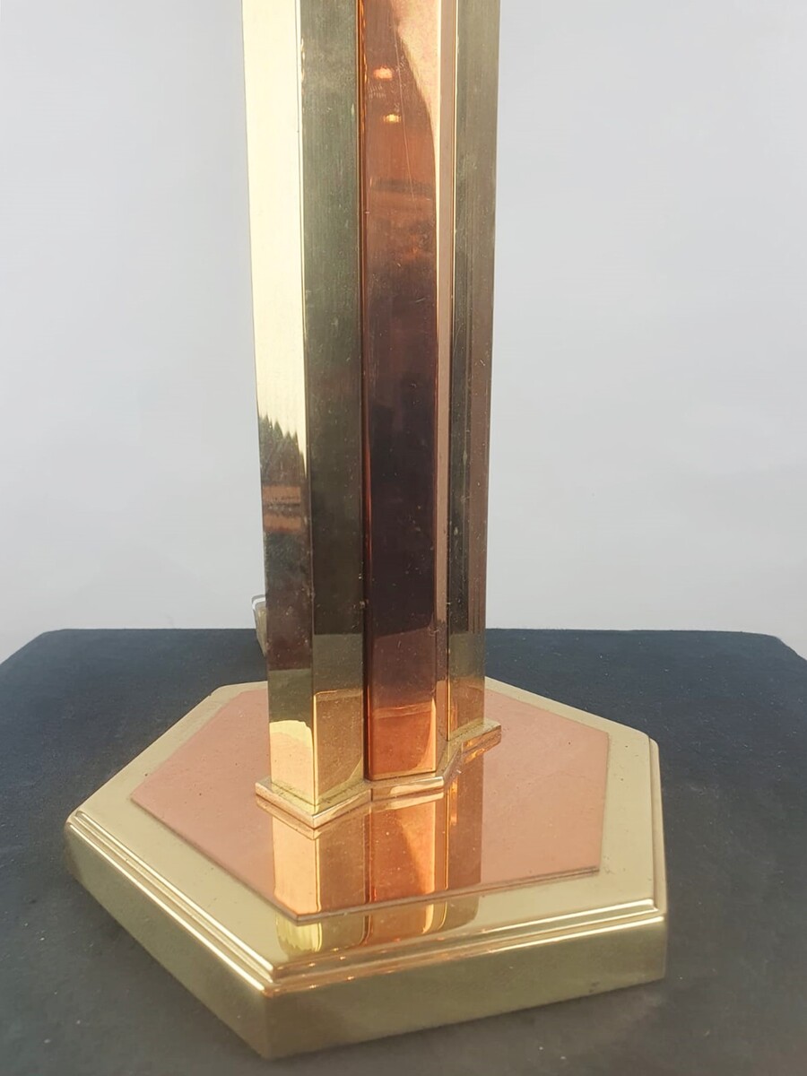 Brass and copper lamp, circa 1970