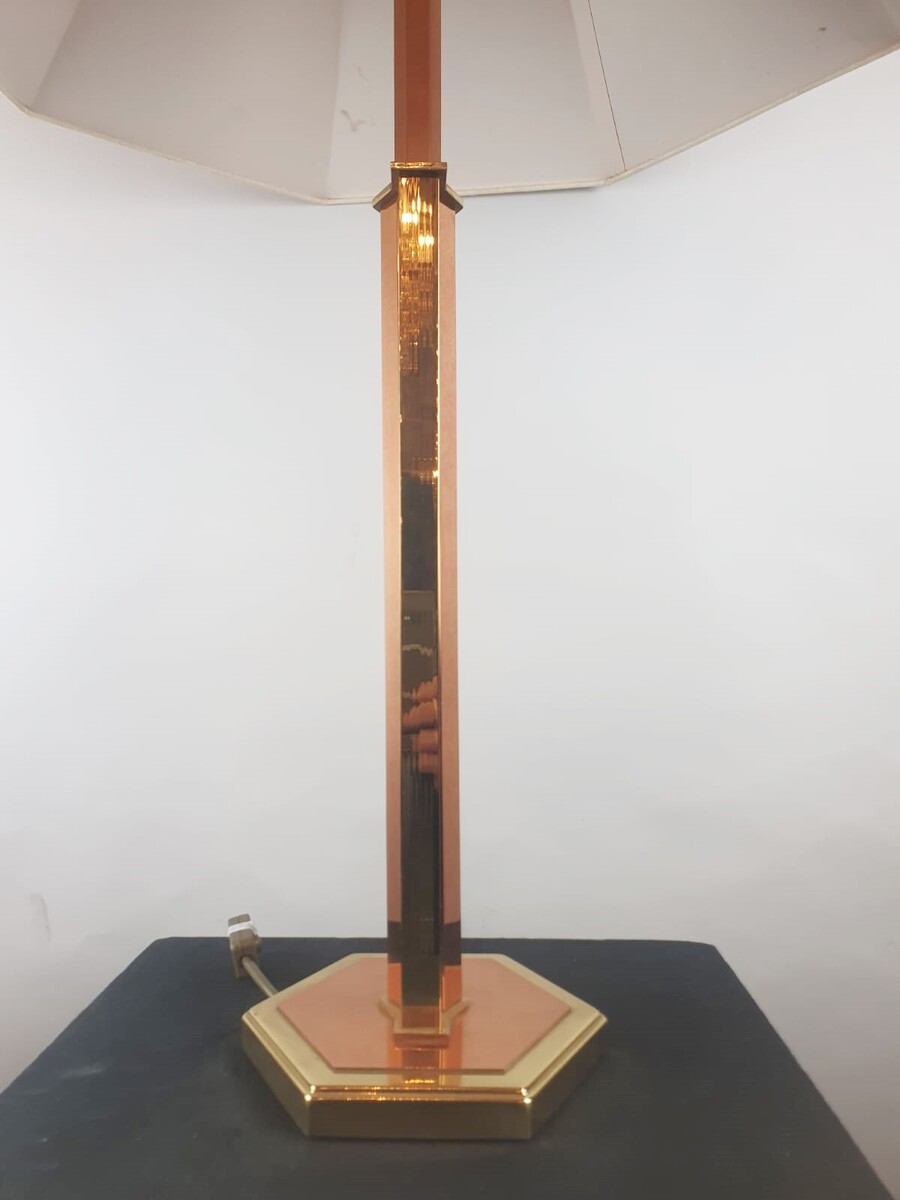 Brass and copper lamp, circa 1970