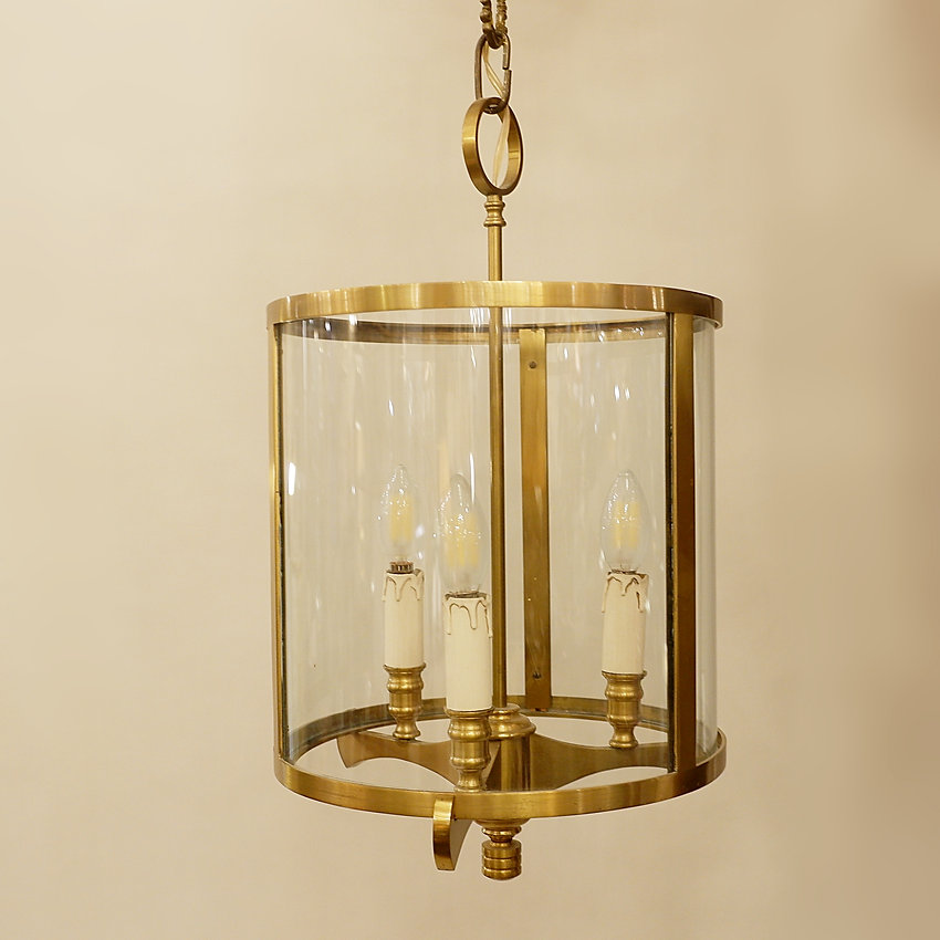 Bronze and Glass Hall lantern with four lights - 20th 