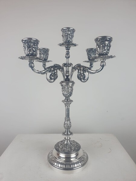 Candlestick in solid silver, hallmarked, 19th century, 1552 gr