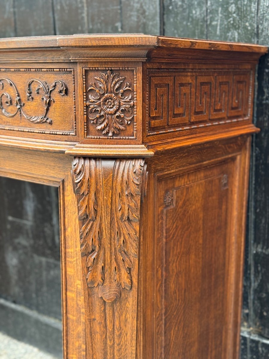 Carved wooden fireplace, circa 1900